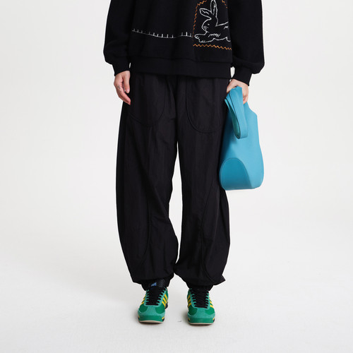 MOVEUP幻走2025冬季新款摇粒绒松紧腰保暖加绒裤子休闲直筒裤女