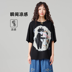 .FUN系列圆领落肩趣味印花凉感短款 T恤女 新款 MOVEUP幻走2026夏季