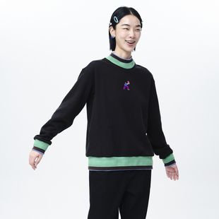 加绒绣花间色罗纹短款 新款 MOVEUP幻走2024冬季 卫衣女 商场同款