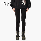 女 .FUN系列猫咪绣花章仔设计师针织打底裤 MOVEUP幻走2024秋季 新款