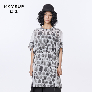 【商场同款】MOVEUP幻走2023夏季新款松紧腰撞料口袋设计师连衣裙