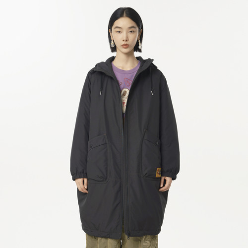 贴布绣花 口袋 可调节下摆