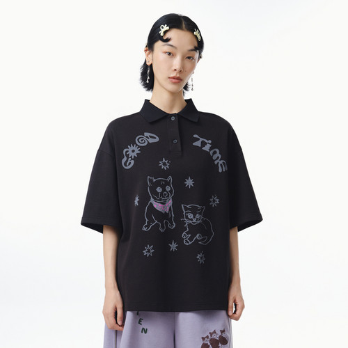 罗纹polo领、印花、垂感好