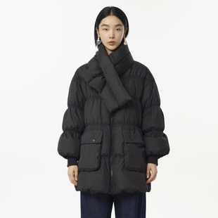 羽绒服女 .FUN系列可拆卸围脖松紧带中长款 MOVEUP幻走2024冬季 新款