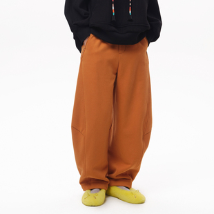 休闲直筒裤 MOVEUP幻走2025冬季 松紧腰弯刀裤 加厚加绒卫裤 女 新款