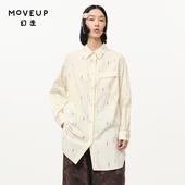 衬衫 女 新款 趣味印花口袋中长款 商场同款 MOVEUP幻走2024秋季