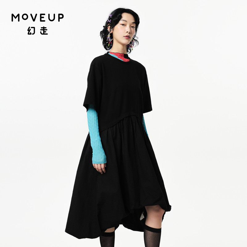 【商场同款】MOVEUP幻走2024春季新款圆领花苞小众设计针织连衣裙