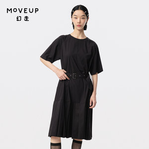 MOVEUP幻走2024夏季新款.FUN系列趣味拉链腰带叠褶设计师连衣裙