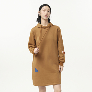 加绒动物绣花中长款 新款 MOVEUP幻走2024冬季 卫衣女 商场同款