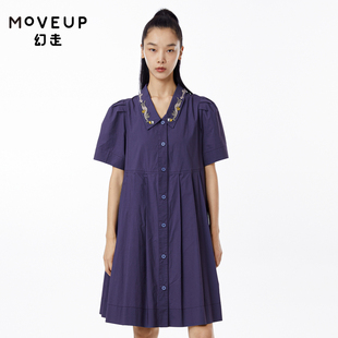 .FUN系列 动物绣花插袋设计师纯棉连衣裙 新款 MOVEUP幻走2023春季