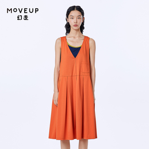 【商场同款】MOVEUP幻走2023夏季新款 V领无袖设计师针织连衣裙
