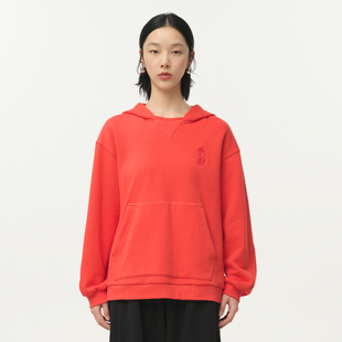 加绒连帽猫咪绣花短款 新款 MOVEUP幻走2024冬季 卫衣女 商场同款