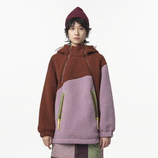 外套女 .FUN系列撞色拼接趣味连帽中长款 MOVEUP幻走2024冬季 新款