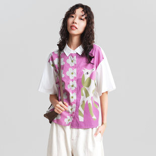 衬衫 .FUN系列翻领趣味印花度假风短款 女 新款 MOVEUP幻走2026春季