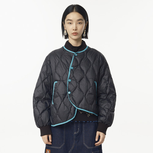 棒球领 口袋 不规则下摆