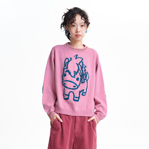 圆领、小马提花、罗纹收束