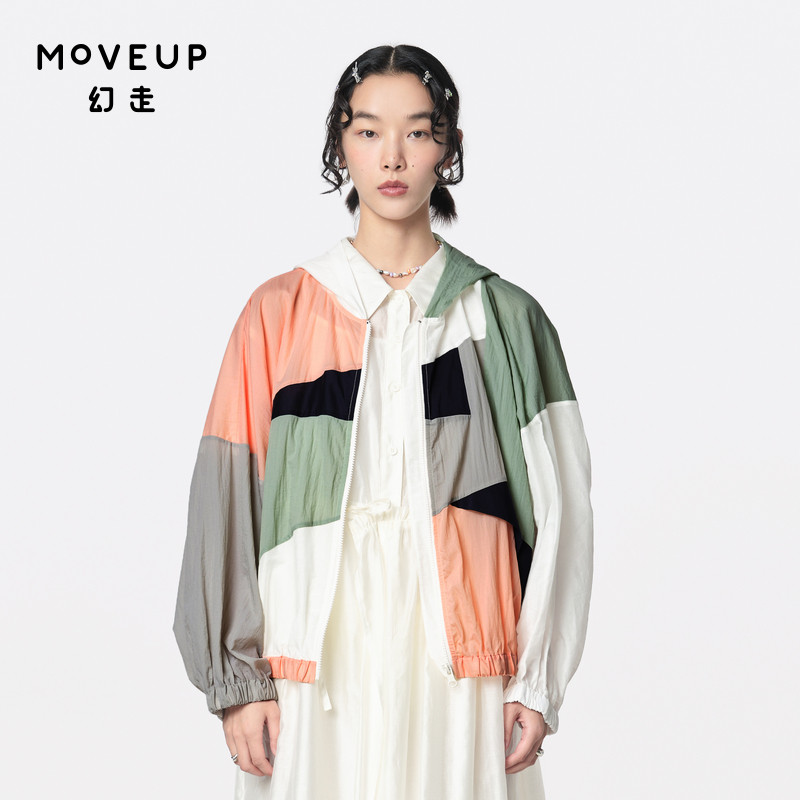 【商场同款】MOVEUP幻走2024夏季新款撞色拼布设计师短款外套女,女装/女士精品,短外套,淘宝优惠券,粉丝福利购,淘宝优惠卷