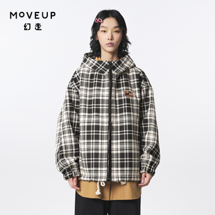 新款 MOVEUP幻走2023冬季 外套女 商场同款 格纹加绒设计师中长款