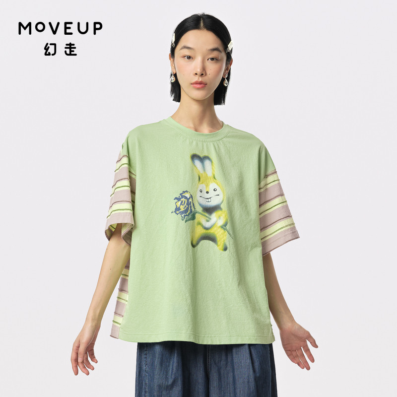 圆领 小兔印花 撞布设计