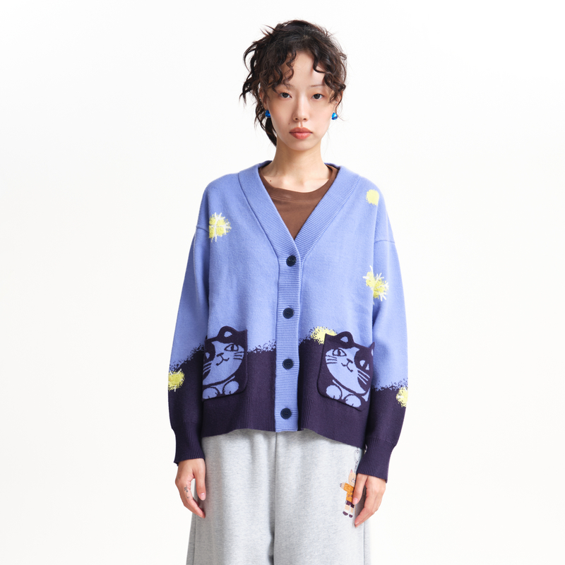 V领、小猫提花、撞色渐变