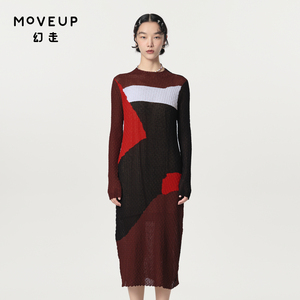 【商场同款】MOVEUP幻走2024春季新款趣味撞色设计师针织连衣裙