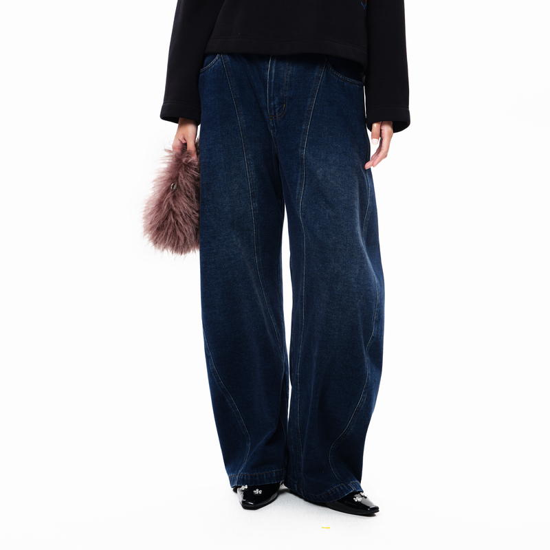 后腰松紧、斜插袋、复古