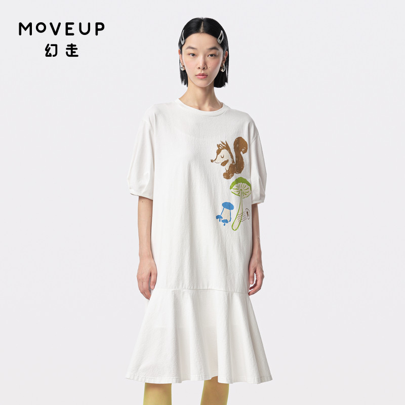 圆领 趣味印花 鱼尾下摆