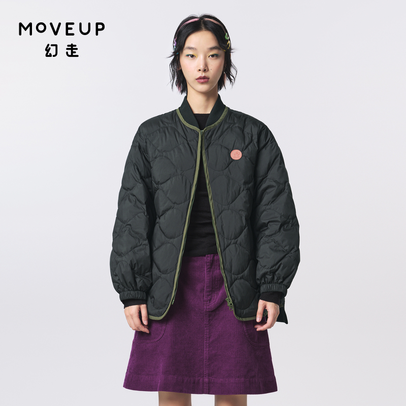 MOVEUP幻走2023冬季新款.FUN系列棒球领小众中长款轻薄羽绒服女-封面