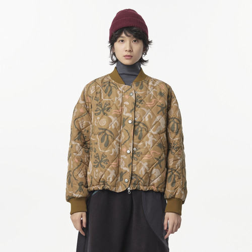 MOVEUP幻走2024冬季新款.FUN系列趣味印花棒球领设计短款棉外套女
