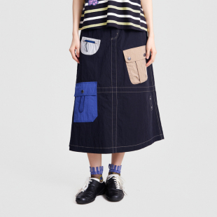 风半身裙 .FUN系列后腰松紧撞色口袋工装 MOVEUP幻走2026春季 新款