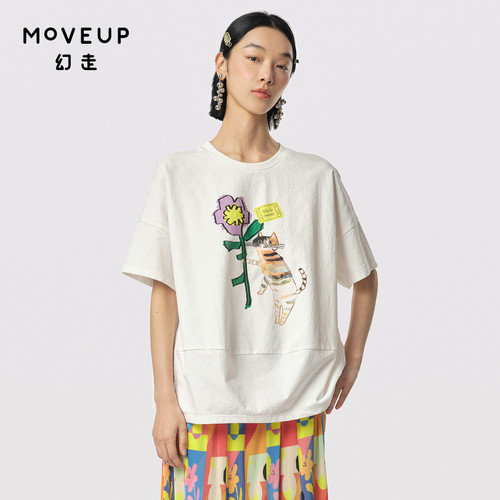 Moveup短袖卡通薄印花幻走