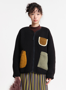 MOVEUP幻走2025冬季新款.FUN系列撞色贴袋包边收口复古短款外套女