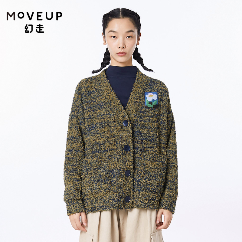 MOVEUP幻走2022冬季新款.FUN系列 V领趣味织唛设计师开衫毛衣女-封面