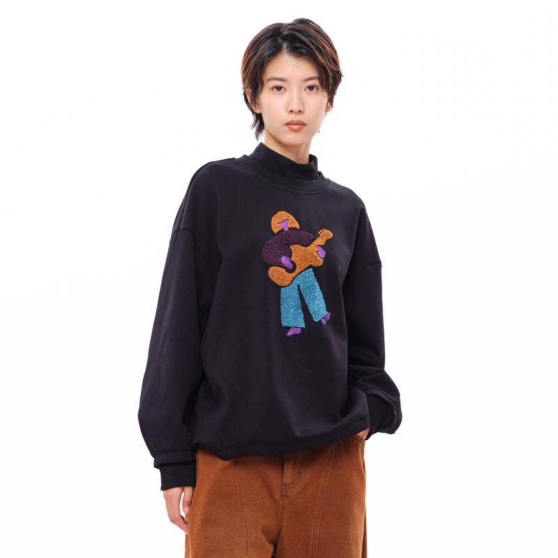 双层领、毛巾绣、罗纹袖口