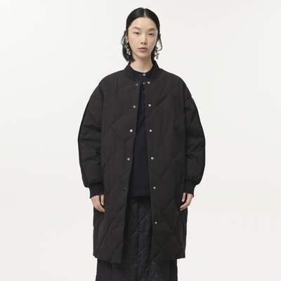 【商场同款】MOVEUP幻走2024冬季新款棒球领包边袖中长款羽绒服女