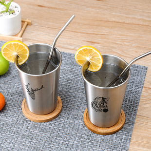 工业风ins不锈钢杯子啤酒杯果汁杯防摔杯子办公室家用咖啡冷饮杯