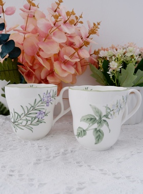 现货日本Noritake则武香草骨瓷马克杯小清新大容量早餐杯家用