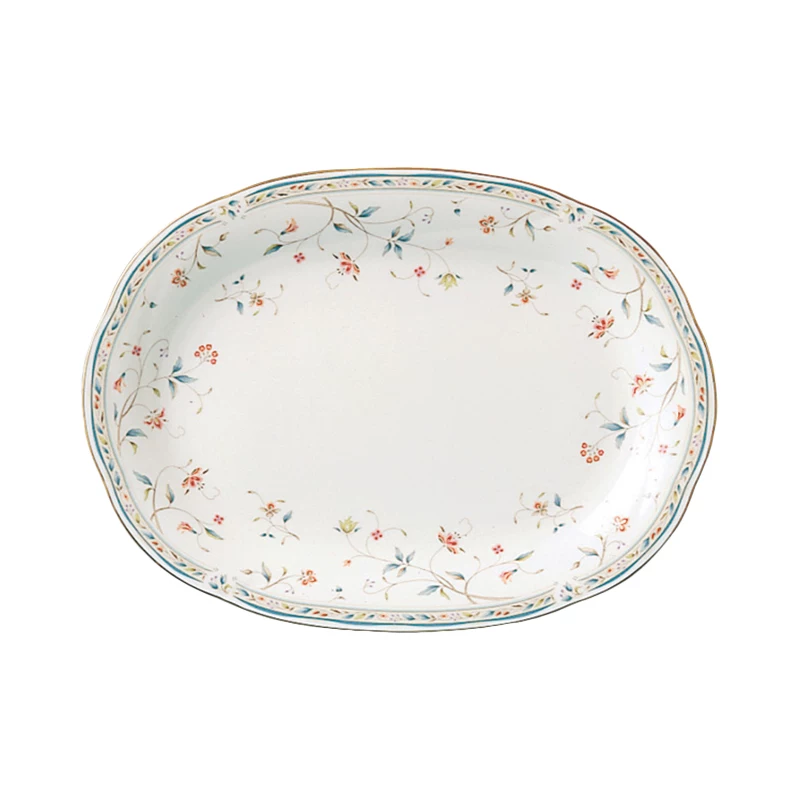 Посуда из порцеляны японской марки NORITAKE Zewu HANASARASA цветы больше пряжа фарфор флорал 36 см овальная тарелка-диск рыба
