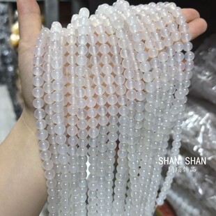 天然白玛瑙圆珠散珠  白玛瑙串珠   半成品手工diy项链手链隔配件