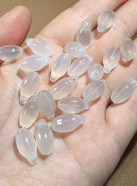 7*15mm花苞 白玛瑙玉兰花吊坠白冰吊坠古风发簪diy有孔配件