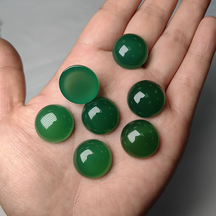 diy10颗宝石半圆镶嵌绿玛瑙