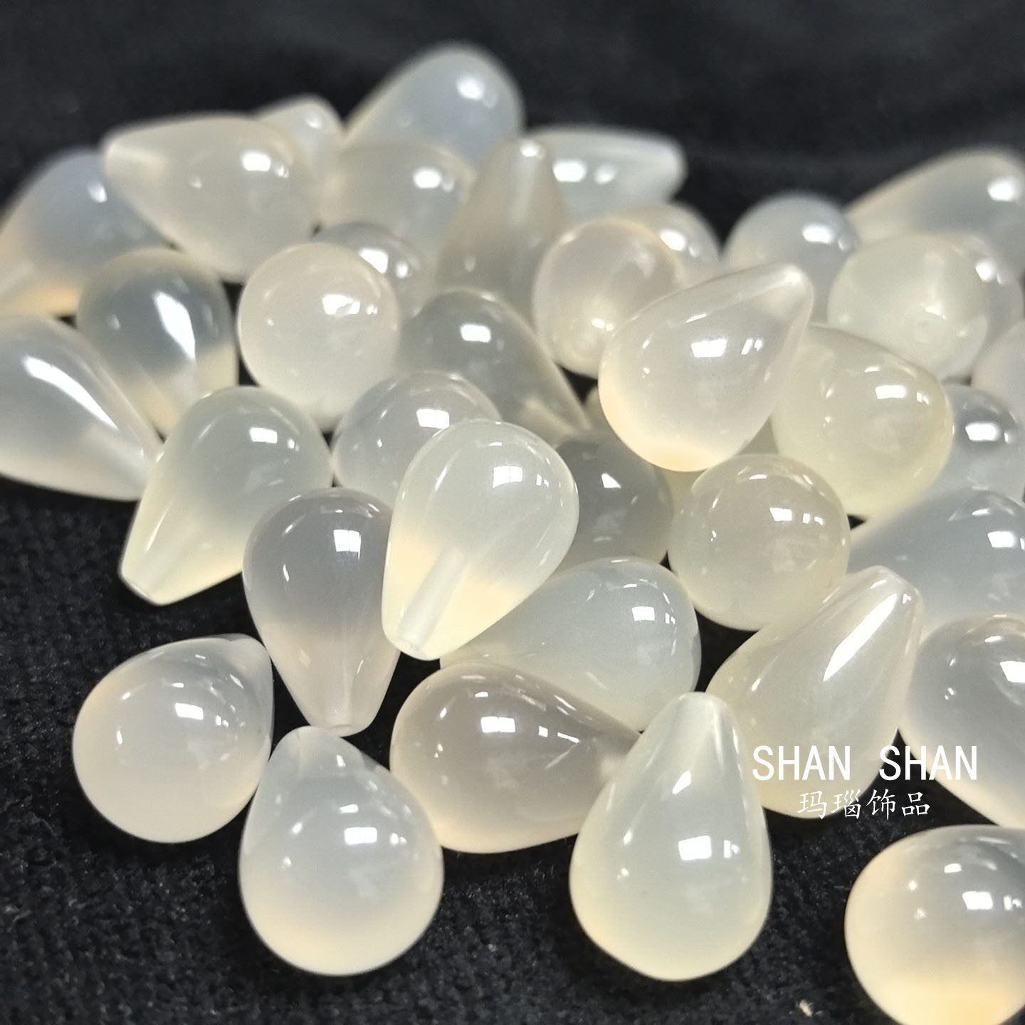 10*14mm白玛瑙水滴 透明水滴形串珠DIY饰品配件料珠手工材料包