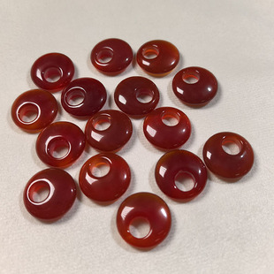 13-25mm天然玛瑙偏心圆 红玛瑙手工耳饰阿哥哥平安扣挂件项链diy