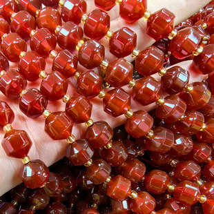 天然玛瑙 星球珠八棱珠散珠diy手串项链配件圆形切面珠子10mm手工