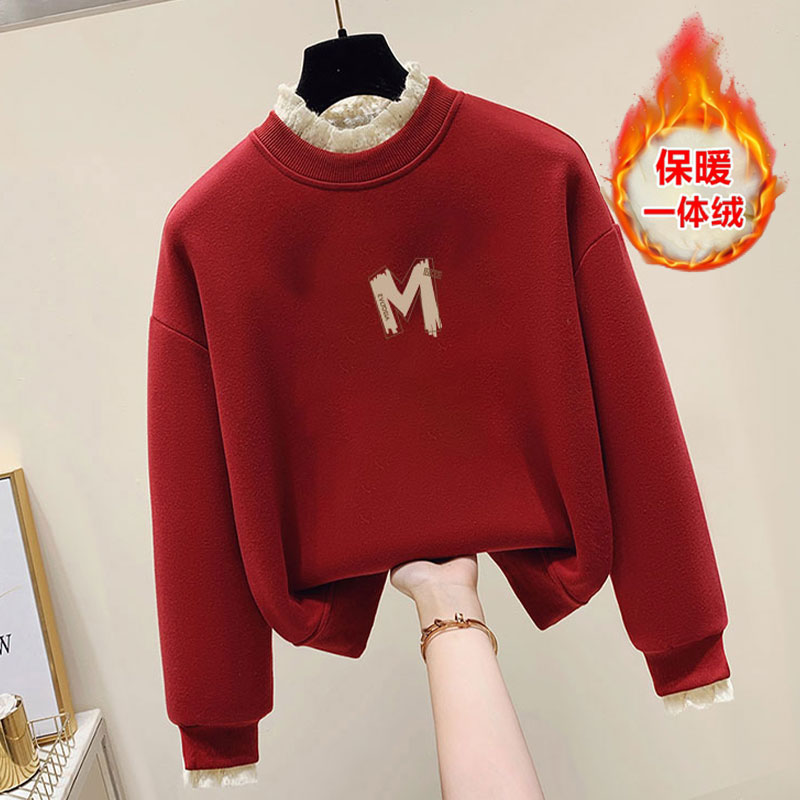 加绒加厚宽松棉卫衣保暖上衣