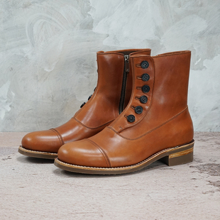 履诚Basic 拉链纽扣靴  guidi小牛  橡胶底 潮流复古轻便耐用男靴