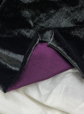 高弹力双色变幻金丝绒时装布料 高雅紫 黑色绒面料 连衣裙旗袍DIY