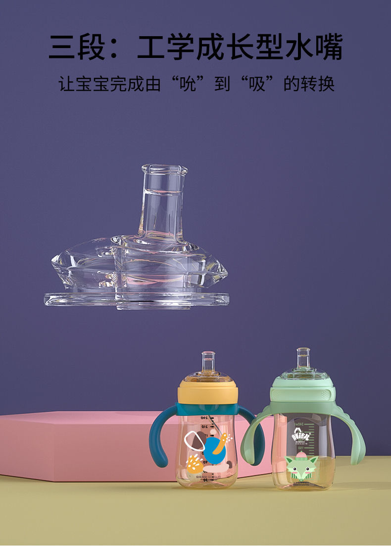【拍二发三】胖孩儿原装工学奶嘴奶瓶配件水嘴仿母乳超软鸭嘴