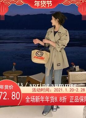 2023早春新款!【F.THREE三姐妹】双排扣气质宽松口袋风衣(配腰带)