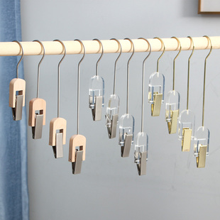 服装店衣帽夹亚克力夹子挂钩围巾长短挂勾木单夹钩子透明装饰S钩